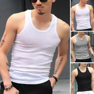 Men's Vest White Black Breathable Quick Drying Elastic Sports Vest Men Sleeveless Undershirt Fitness Training Running Tank Top