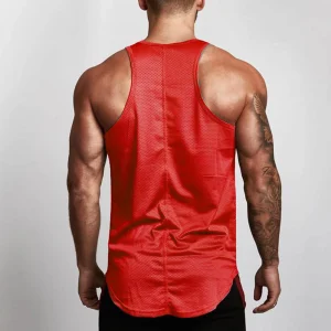 Men Vest Crew Neck Fashion Sleeveless Solid Color Bodybuilding Breathable Comfortable For Summer Mesh Polyester